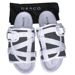 New DRACO Reflective Black/White  Men's Slides Sandals Sz 13 13.5 14 w/ Dust Bag
